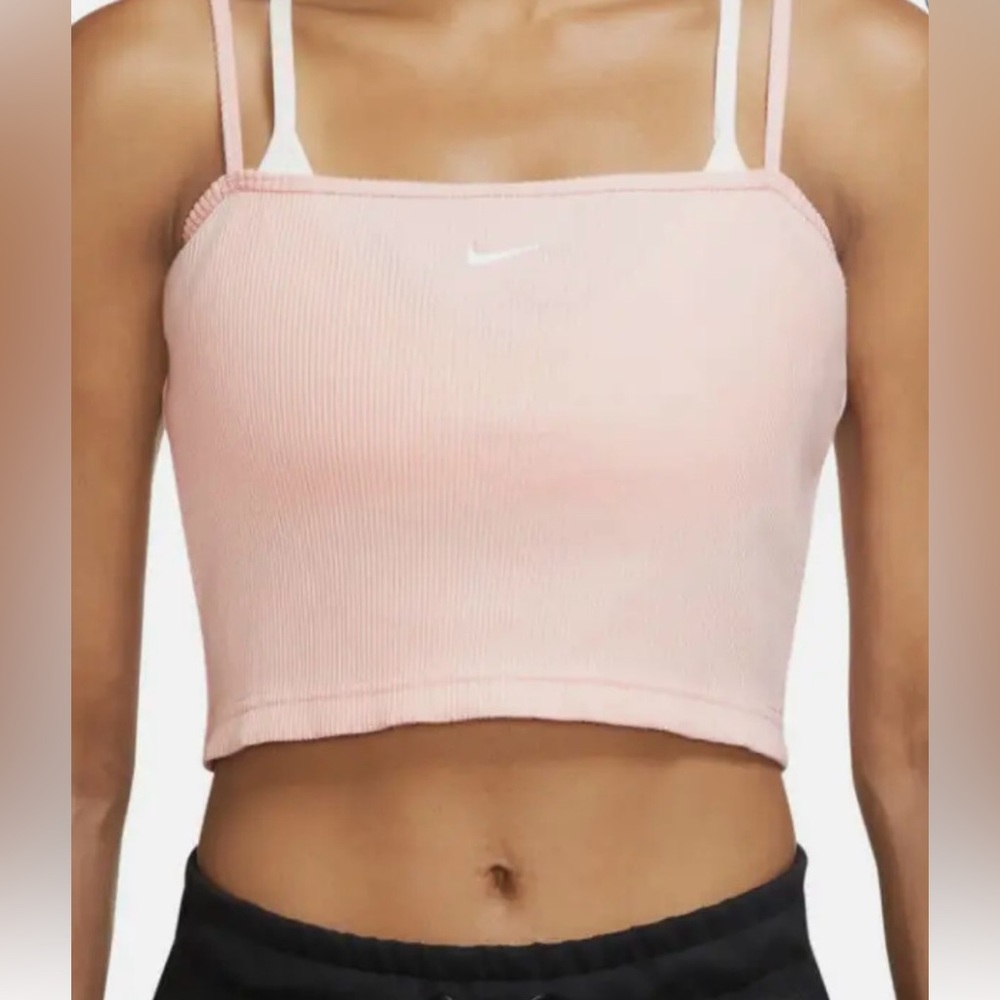 NIKE Women’s Pink Ribbed Active Tank Top Cropped NWT Size XXL